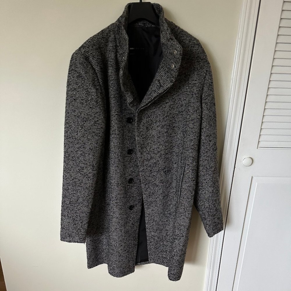 Funnel Neck Coat in Salt and Pepper